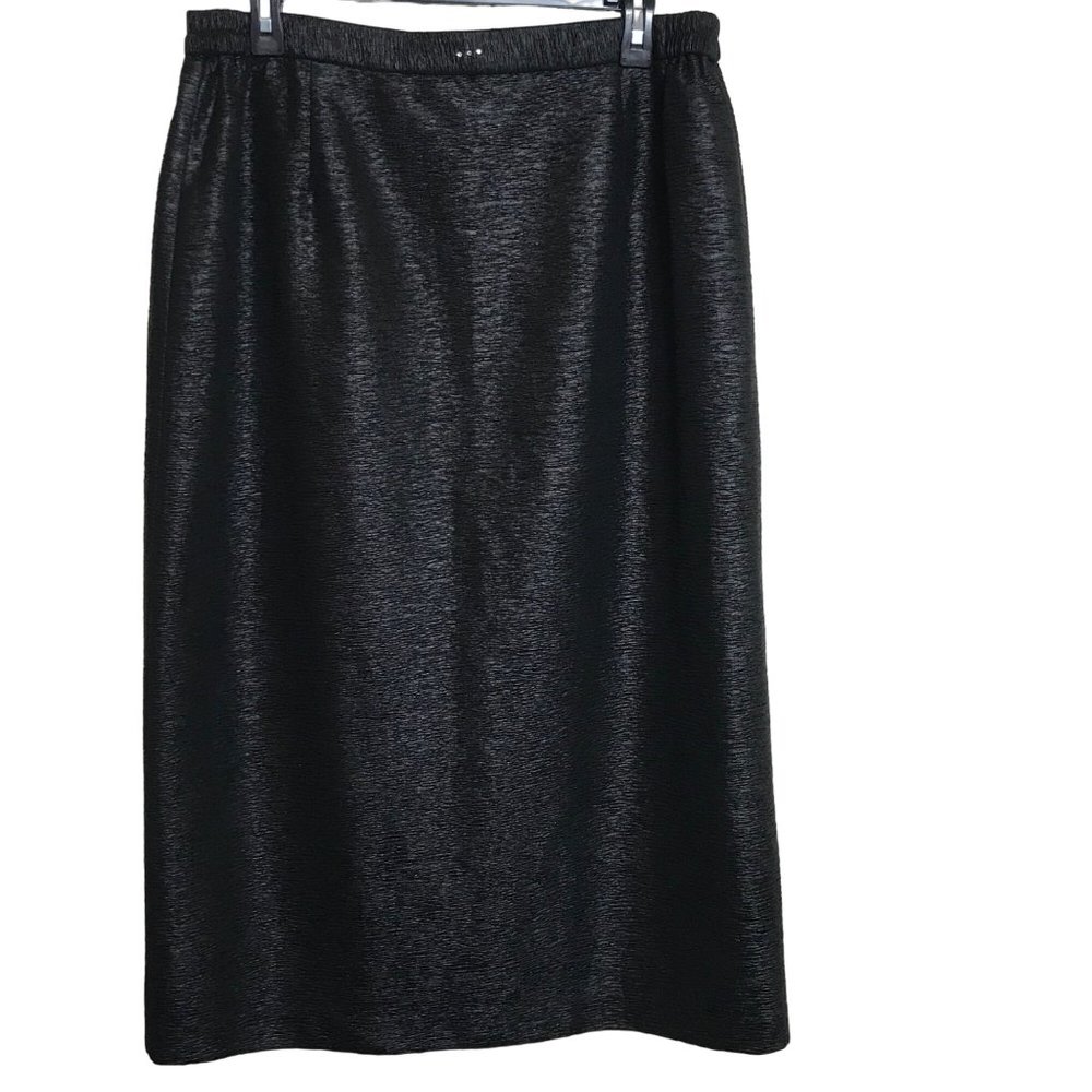 BMJ Studio Black Skirt Size 18 Crinkle Straight Modest Midi